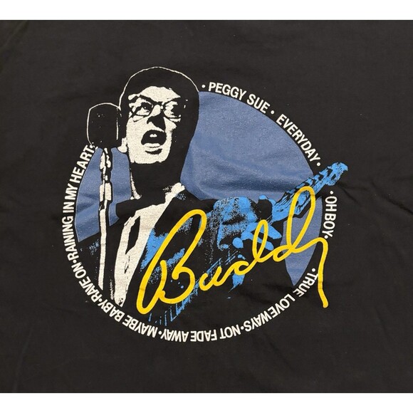 Vintage Buddy Holly T-Shirt Adult Size Large Black 90s - Picture 5 of 7